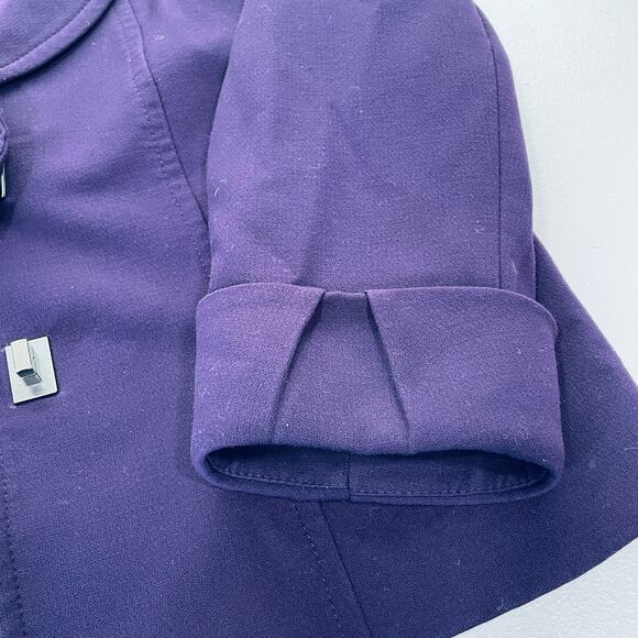 TAHARI ASL Purple Shawl Collar Locket Fasteners Classic Cropped Blazer Jacket 8 - Picture 7 of 13